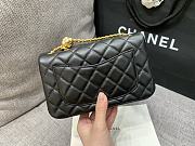 Chanel Lambskin Flap Bag Black Golden Ball Size 20 cm - 2