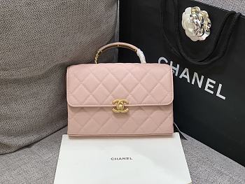 Chanel Caviar Handle Bag Pink Size 23 cm