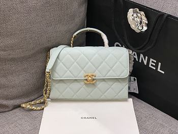 Chanel Caviar Handle Bag Light Green Size 23 cm