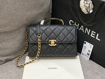 Chanel Caviar Handle Bag Black Size 23 cm