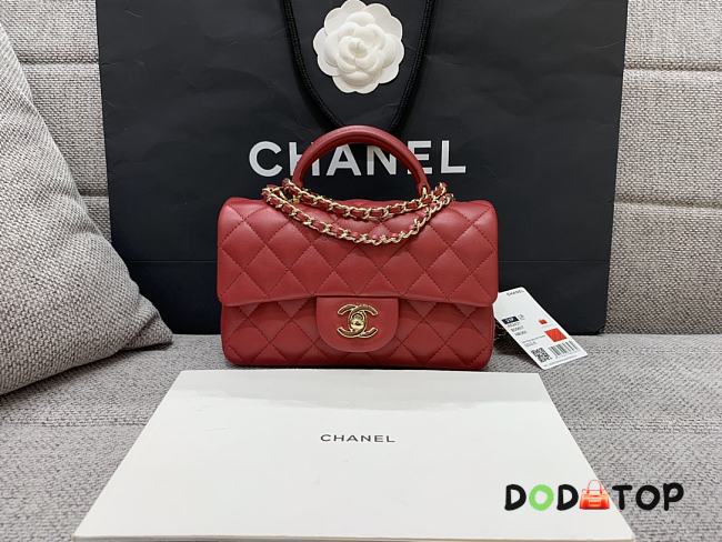 Chanel Mini Cf Handle Light Gold Hardware Red Size 20 x 6 x 13 cm - 1