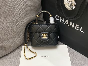 Chanel Handle Cosmetic Bag Black Size 12.5 x 15 x 8 cm