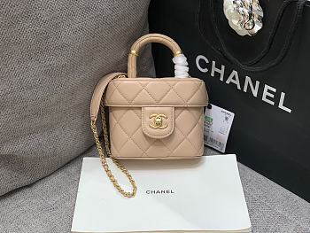 Chanel Handle Cosmetic Bag Beige Size 12.5 x 15 x 8 cm
