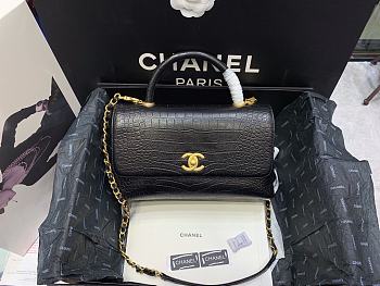 Chanel Coco Handle Bag Crocodile Pattern Black Size 28 x 17.5 x 10 cm