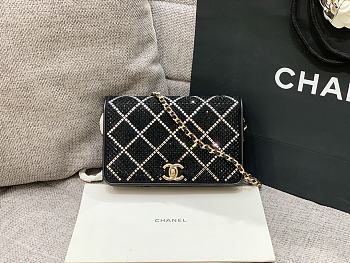 Chanel Woc Rhinestones Black Bag Size 19 cm