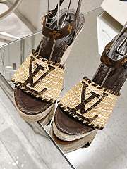 Louis Vuitton LV Straw Platform Sandals Brown 10 cm - 6