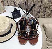 Saint Laurent Cassandra Leather And Raffia Wedge Sandals - 1