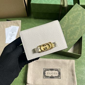 Gucci Logo-Plaque Leather Wallet White Size 11 x 8.5 x 3 cm