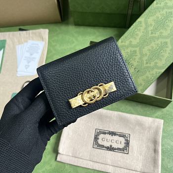Gucci Logo-Plaque Leather Wallet Black Size 11 x 8.5 x 3 cm
