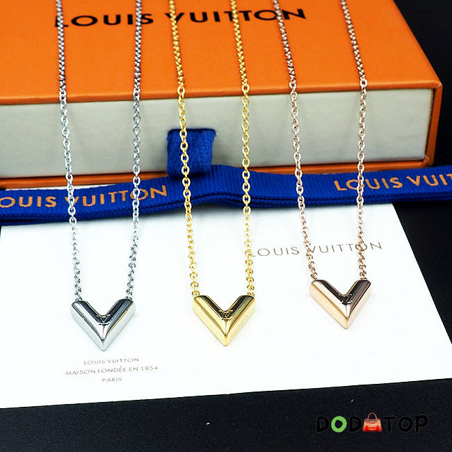Louis Vuitton Gold Tone Hardware V Necklace  - 1