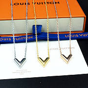 Louis Vuitton Gold Tone Hardware V Necklace  - 1