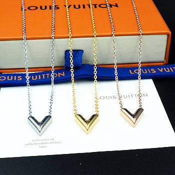 Louis Vuitton Gold Tone Hardware V Necklace 
