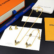 Louis Vuitton Gold Tone Hardware V Necklace  - 4