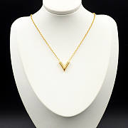 Louis Vuitton Gold Tone Hardware V Necklace  - 3