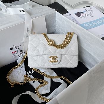 Chanel Flap Chain Bag Heart White Size 19 cm