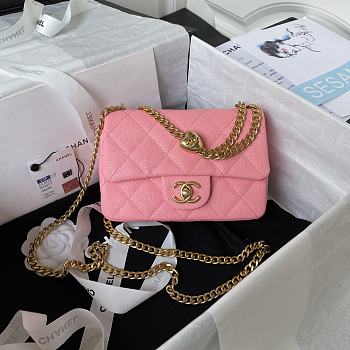 Chanel Flap Chain Bag Heart Pink Size 19 cm