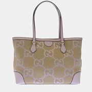 Gucci Beige/Pink Jumbo GG Canvas and Leather Tote Bag Size 38 x 28 x 14 cm - 1