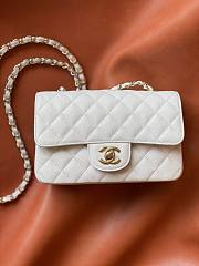 Chanel Caviar Flap Bag Mini White Champagne Gold Hardware Size 20 cm - 1
