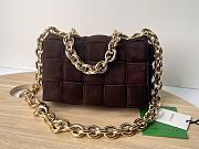 Bottega Veneta Cassette Chain Crossbody Bag Padded Maxi Intrecciato Suede Brown Size 27 x 10 x 18 cm - 1
