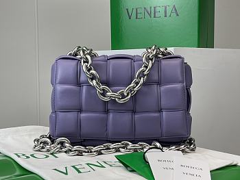 Bottega Veneta Cassette Padded Leather Shoulder Bag Purple Size 27 x 10 x 18 cm