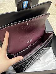 Chanel Lambskin Flap Bag Black Silver Hardware Size 28 cm - 3