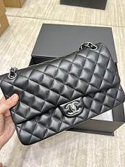 Chanel Lambskin Flap Bag Black Silver Hardware Size 28 cm - 4