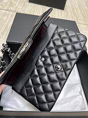 Chanel Lambskin Flap Bag Black Silver Hardware Size 28 cm - 2