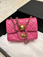 Chanel Flap Bag Lambskin Small Steel Ball Pink Size 18 cm - 1