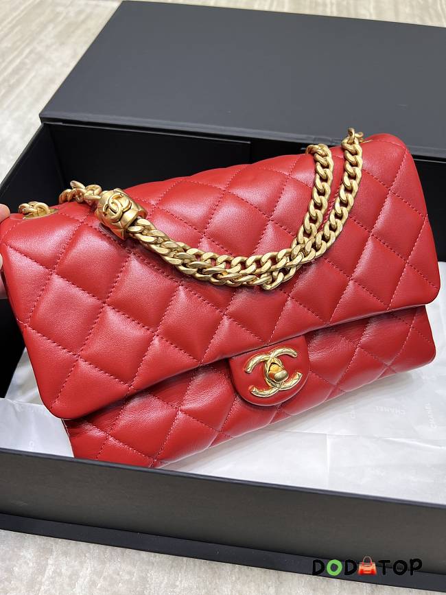 Chanel Flap Bag Red New Gold Hardware Size 16 x 25 x 10 cm - 1