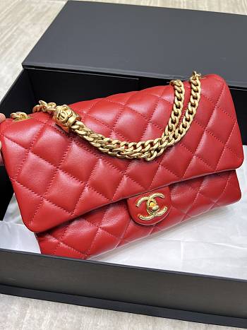 Chanel Flap Bag Red New Gold Hardware Size 16 x 25 x 10 cm