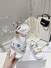 Dior Embroidered Velcro Sandals White  - 6