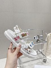 Dior Embroidered Velcro Sandals White  - 5