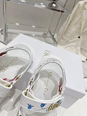 Dior Embroidered Velcro Sandals White  - 4