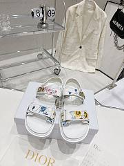 Dior Embroidered Velcro Sandals White  - 3