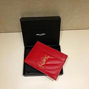 YSL Card Holder Red in Gold Hardware Size 10.5 × 7.5 × 0.5 cm - 5