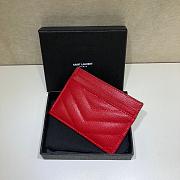 YSL Card Holder Red in Gold Hardware Size 10.5 × 7.5 × 0.5 cm - 3