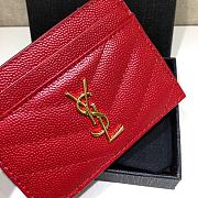 YSL Card Holder Red in Gold Hardware Size 10.5 × 7.5 × 0.5 cm - 2