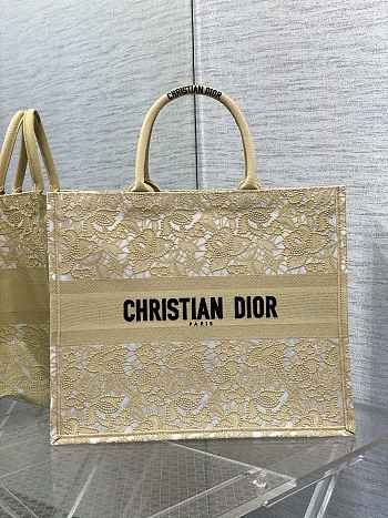 Dior Book Tote Large Yellow Flower Size 41 x 35 x 18 cm