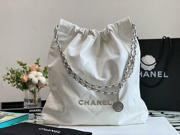 Chanel 22 Bag White Silver Buckle Size 48 x 45 x 10 cm