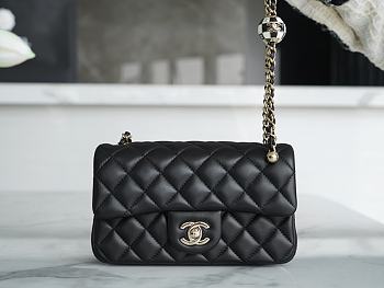 Chanel Mini Flap Bag Metal Ball Black Lambskin Size 13 × 20 × 7 cm