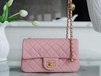 Chanel Mini Flap Bag Metal Ball Pink Lambskin Size 13 × 20 × 7 cm