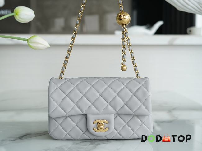 Chanel Mini Flap Bag Metal Ball Grey Lambskin Size 13 × 20 × 7 cm - 1