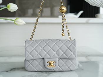 Chanel Mini Flap Bag Metal Ball Grey Lambskin Size 13 × 20 × 7 cm