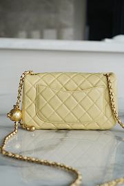 Chanel Mini Flap Bag Metal Ball Yellow Lambskin Size 13 × 20 × 7 cm - 3
