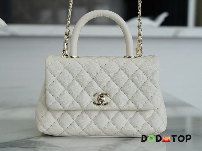 Chanel Coco Handle Bag White Light Gold Hardware Size 24 cm - 1