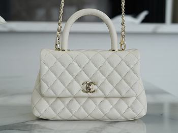 Chanel Coco Handle Bag White Light Gold Hardware Size 24 cm