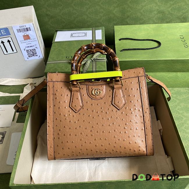 Gucci Diana Brown Ostrich Small Tote Bag Size 27 x 24 x 11 cm - 1