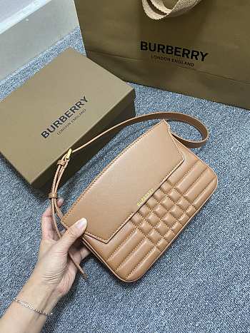 Burberry Catherine Quilted Shoulder Bag Brown Size 24 x 5.5 x 17.5 cm