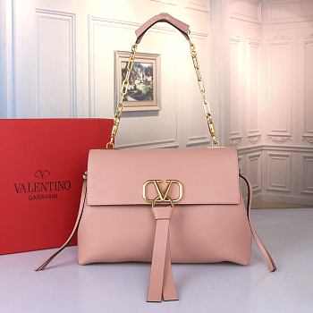 Valentino Pink Leather Vring Chain Bag Size 32 x 22 x 12 cm