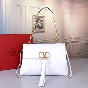Valentino White Leather Vring Chain Bag Size 32 x 22 x 12 cm - 1